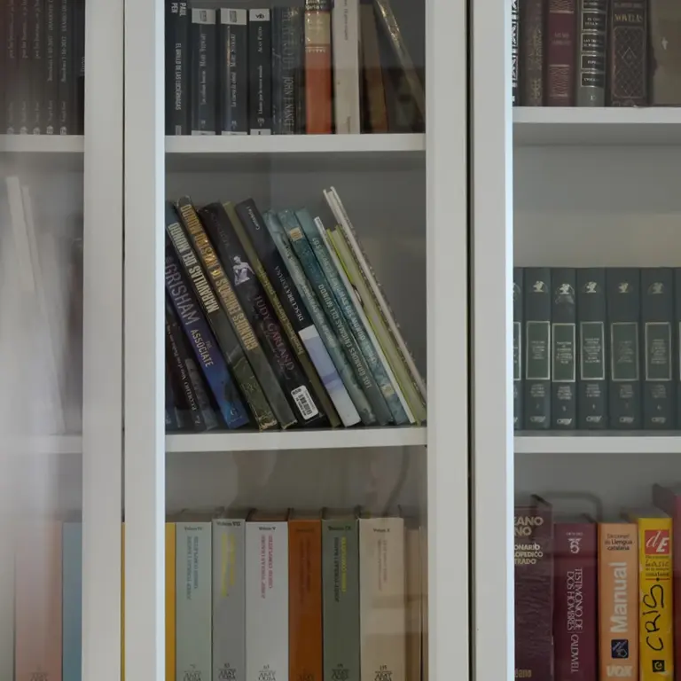 Estantería de cristal con libros
